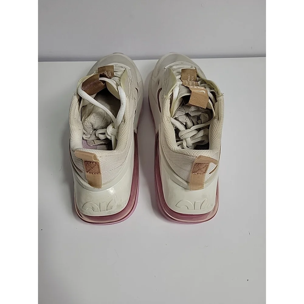 Nike Women's Cream and Pink Athletic Sneakers with Brown Swoosh - Picture 6 of 9
